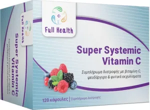 Full Health Super Systemic Vitamin C Vitamina pentru Întărirea Sistemului Imunitar, Pielea & Acțiune Antioxidantă 120 capsule veget