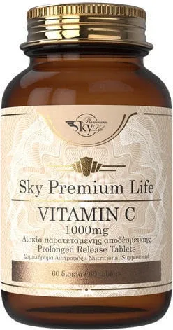 Sky Premium Life Vitamin C Vitamina pentru Întărirea Sistemului Imunitar, Pielea & Acțiune Antioxidantă 1000mg 60 Tablete — preț și oferte