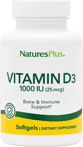 Nature's Plus Vitamin D3 Vitamina pentru Întărirea Sistemului Imunitar & Sănătatea Oaselor 1000iu 30 softgels
