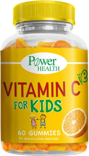 Power Health Vitamin C for Kids Vitamina pentru Întărirea Sistemului Imunitar, Pielea & Acțiune Antioxidantă Portocaliu 60 bomboane de jeleu Power Health Hellas — preț și oferte