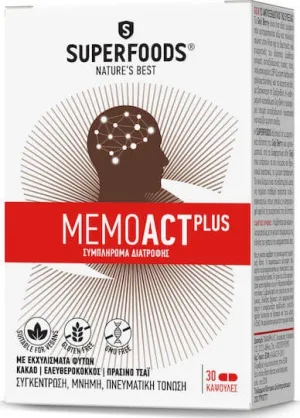 Superfoods MemoAct Plus Supliment pentru Memorie 30 capace