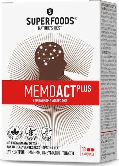 Superfoods MemoAct Plus Supliment pentru Memorie 30 capace — preț și oferte