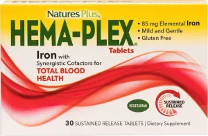 Nature's Plus Hema-Plex Fier cu Factori Sinergici Σίδηρος 30 Comprimate