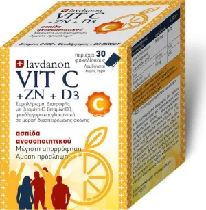 Lavdanon Vit C+ZN+D3 Multivitamină pentru Energie & Întărirea Sistemului Imunitar 400iu 30 pliculețe