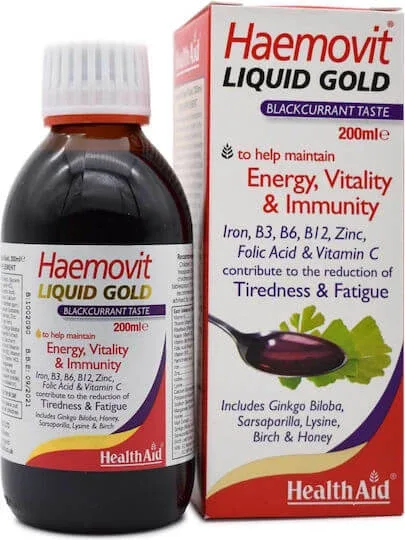 Health Aid Haemovit Liquid Gold Multivitamină pentru Energie & Întărirea Sistemului Imunitar 200ml — preț și oferte