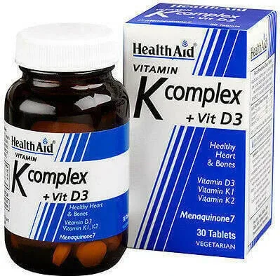 Health Aid Vitamin K Complex + Vit D3 Multivitamină pentru Sănătatea Oaselor 750mg 30 x 1 tablete — preț și oferte