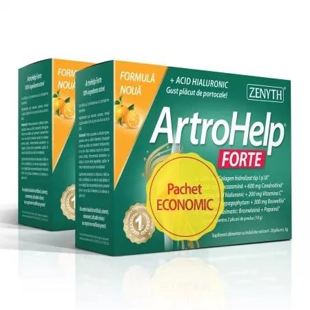 Pachet ArtroHelp Forte, 28+14 plicuri – Formula 6 in 1 pentru articulatii sanatoase, Zenyth — preț și oferte