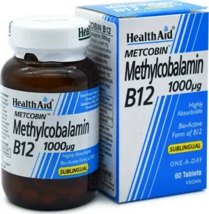Health Aid Methylcobalamin Metcobin B12 Vitamina pentru Sănătatea Sistemului Nervos 1000mcg 60 Tablete