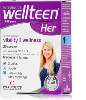 Vitabiotics Wellteen Her Multivitamină pentru Energie & Întărirea Sistemului Imunitar 30 Tablete