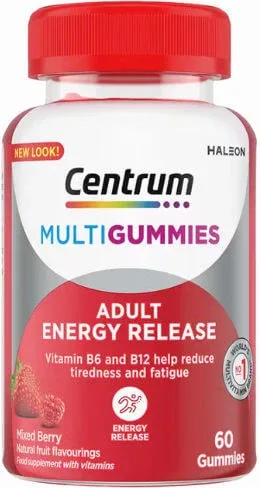 Centrum MultiGummies Adult Energy Release Multivitamină pentru Energie, Sistemul Nervos & Sănătatea Oaselor 60 bomboane de jeleu — preț și oferte