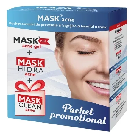 Pachet Mask Plus Gel + Mask Hidra Acnee + Mask Clean Acnee – Meditrina — preț și oferte