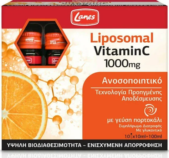 Lanes Liposomal Vitamin C Vitamina pentru Întărirea Sistemului Imunitar, Pielea & Acțiune Antioxidantă 1000mg Portocaliu 100ml — preț și oferte