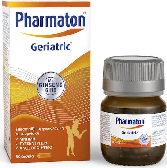 Pharmaton Geriatric with Ginseng G115 Multivitamină pentru Energie, Întărirea Sistemului Imunitar & Sistemul Nervos 30 Tablete — preț și oferte