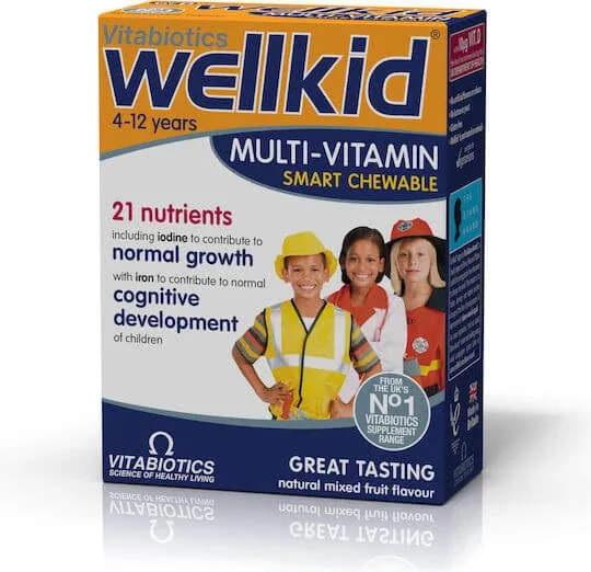 Vitabiotics WellKid Smart Chewable with Omega-3 Multivitamină pentru Energie Fruct 30 tablete masticabile — preț și oferte