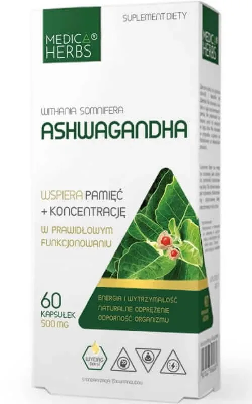 Ashwagandha 500mg, 60 capsule Medica Herbs — preț și oferte