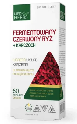 Orez roșu fermentat + anghinare 80 caps Medica Herbs