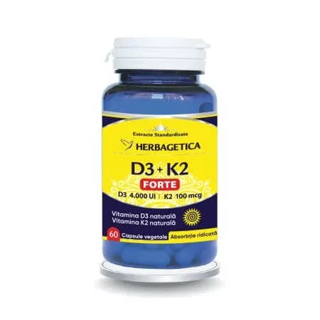 Vitamina D3+K2 Forte, 60 capsule, Herbagetica — preț și oferte