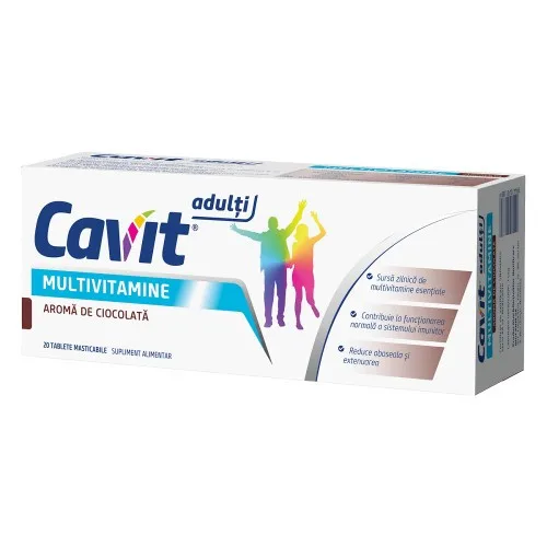 Cavit Adulti Multivitamine aroma de ciocolata, 20 comprimate masticabile – Biofarm — preț și oferte