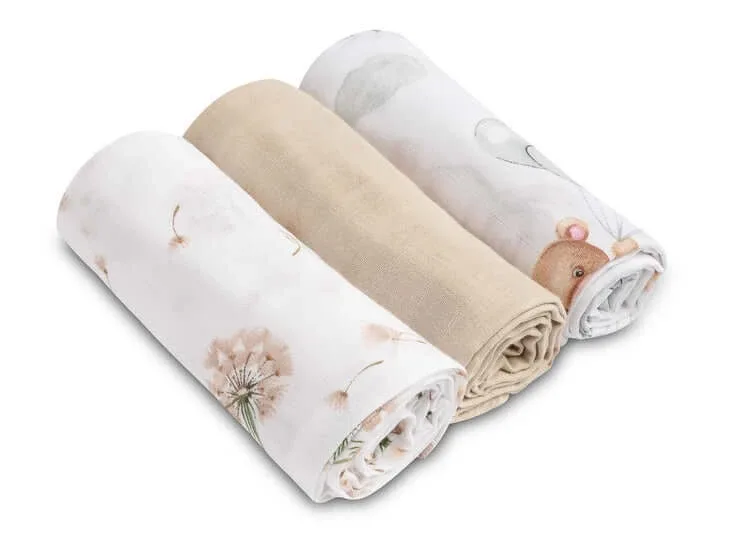Scutece din muselină urs bej 3 numere 70X80 Sm — preț și oferte