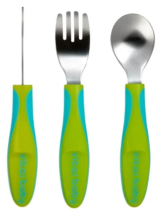 Ustensile de metal pentru copii 12M+ Verde Vital Baby — preț și oferte