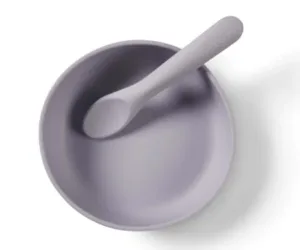 Set cupă și lingură de vid din silicon Violet Vital Baby
