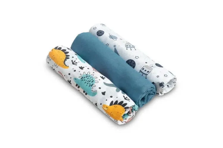 Scutece din muselină 3 bucăți albastru 70x80cm — preț și oferte
