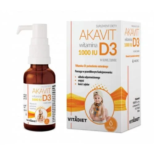 VITADIET Akavit Vitamina D3 1000 UI picături, 29.4ml — preț și oferte