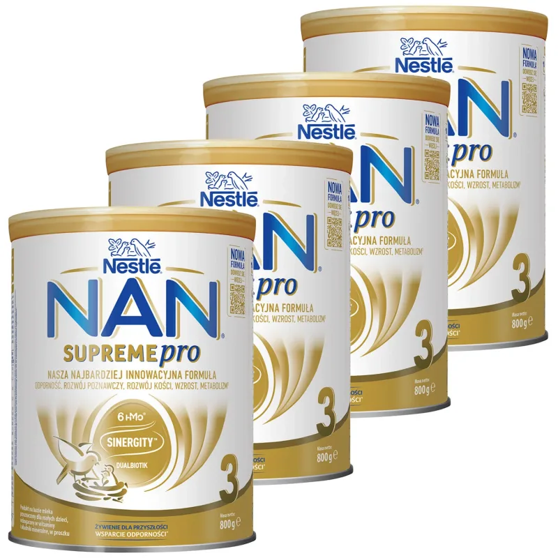 Set Nestle NAN Supremepro 3 HMO, lapte de continuare pentru sugari peste 1 an, 4 x 800 g — preț și oferte