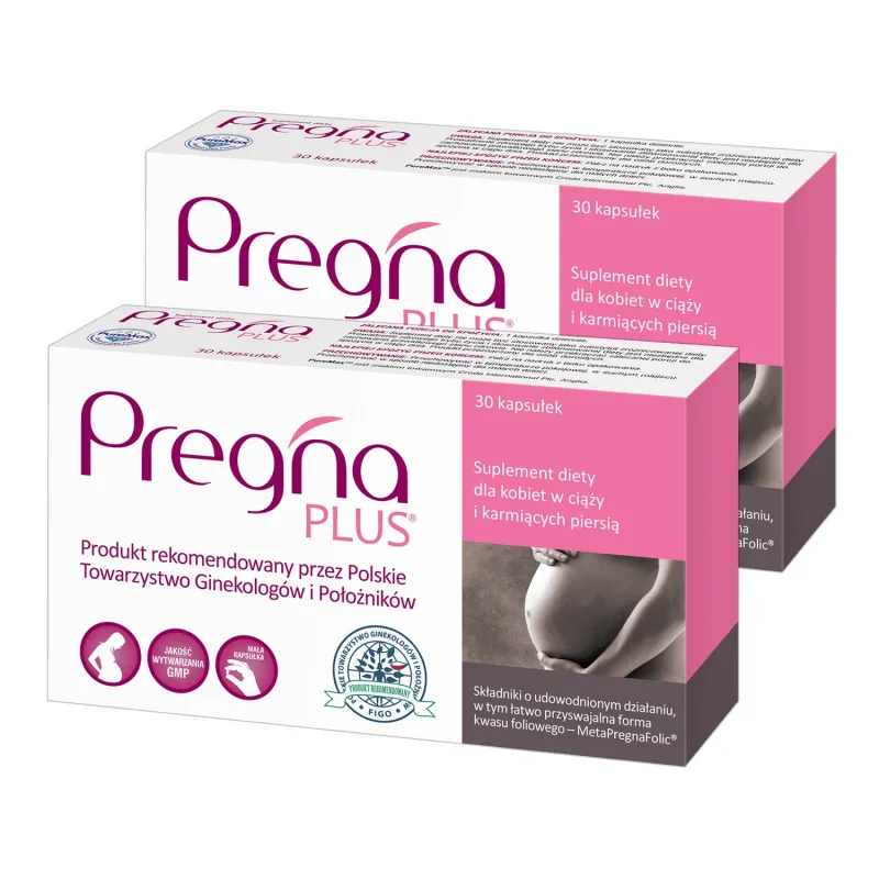 Pregna Plus set, pentru femeile însărcinate și care alăptează, 2 x 30 capsule — preț și oferte