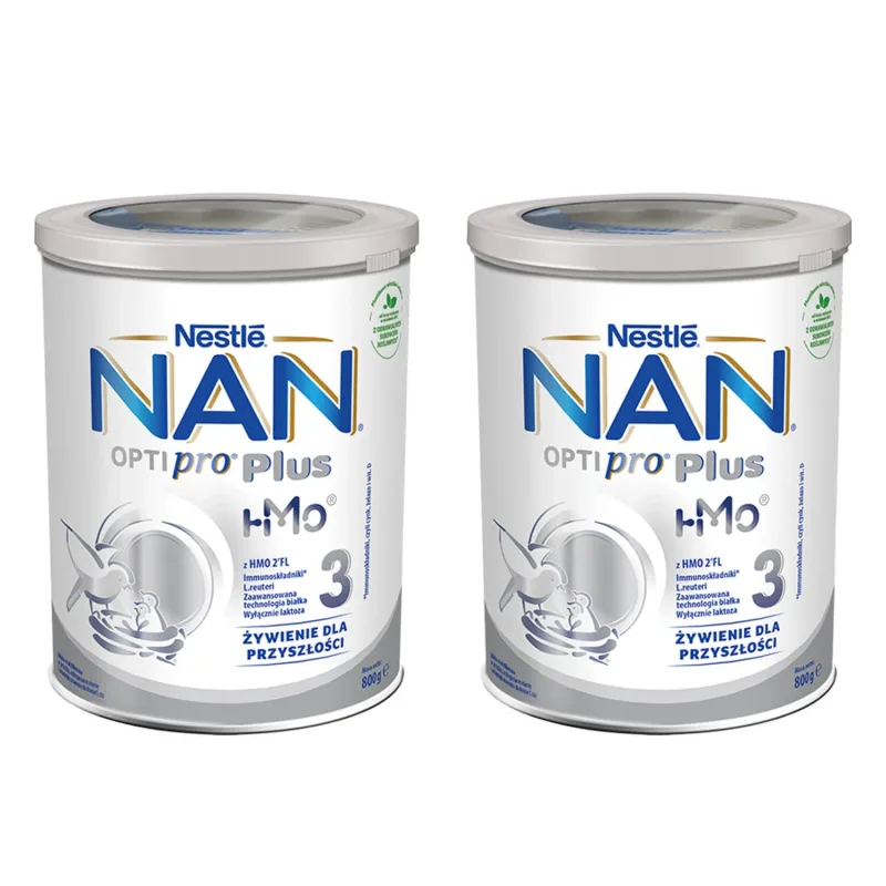 Set Nestle NAN Optipro Plus 3 HMO, lapte modificat pentru copii peste 1 an, 2 x 800 g — preț și oferte