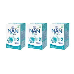 Nestle NAN Optipro 2, Lapte de continuare pentru sugari peste 6 luni, 3 x 650 g