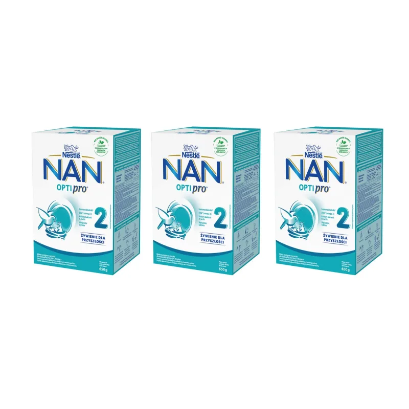 Nestle NAN Optipro 2, Lapte de continuare pentru sugari peste 6 luni, 3 x 650 g — preț și oferte