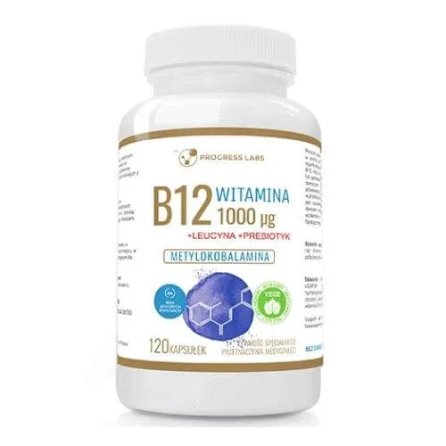 Progress Labs Vitamina B12 1000 µg + Leucină + Prebiotic, 120 caps — preț și oferte