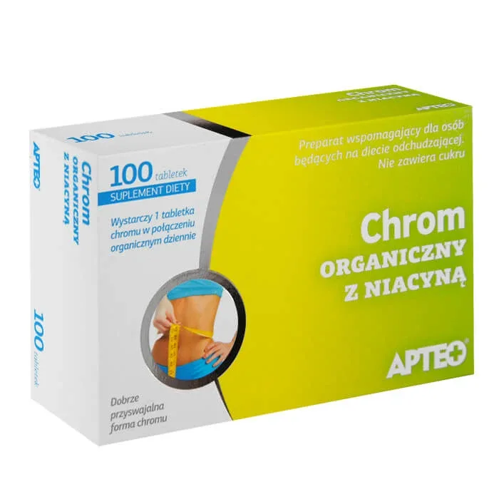 Apteo crom organic cu niacină, 100 comprimate — preț și oferte