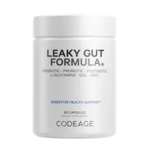 Formula cu probiotice si L-glutamina pentru mucoasa intestinala Leaky Gut Formula CodeAge, 60 capsule, GNC