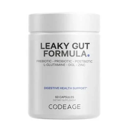 Formula cu probiotice si L-glutamina pentru mucoasa intestinala Leaky Gut Formula CodeAge, 60 capsule, GNC — preț și oferte