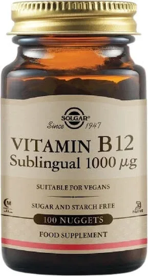 Solgar Vitamin B12 Vitamina pentru Sănătatea Sistemului Nervos 1000mcg 100 pastile sublinguale — preț și oferte