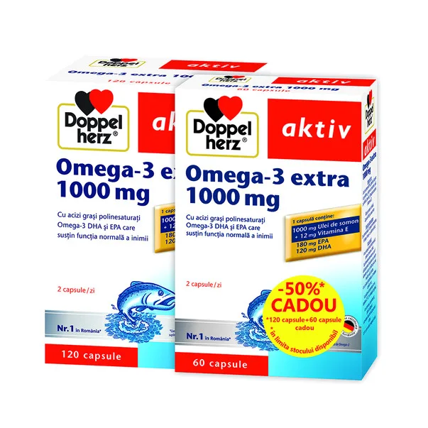 DOPPELHERZ Omega 3 Extra 120+60cps cadou — preț și oferte