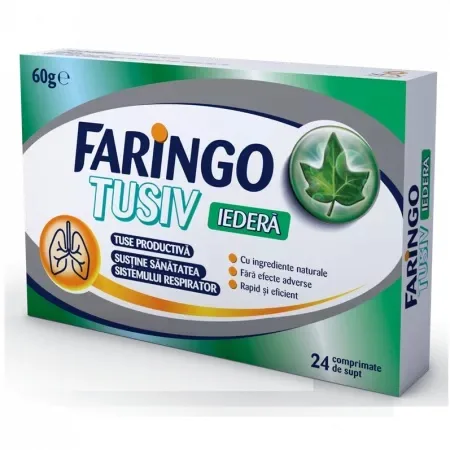 Faringo Tusiv Iedera, 24 comprimate de supt, Terapia — preț și oferte