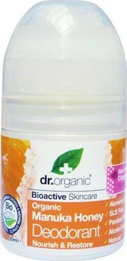 Dr.Organic Manuka Honey Miere de Manuka Deodorant Natural sub formă de Roll-On Fără aluminiu 50ml — preț și oferte