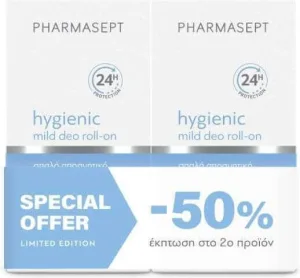 Pharmasept Hygienic Ușor Deodorant 24h sub formă de Roll-On Fără aluminiu 2x50ml