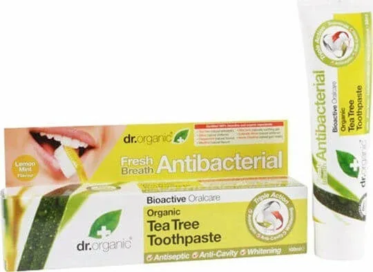 Dr.Organic Tea Tree Antibacterial Pastă de dinți pentru Albire și Placă bacteriană 100ml — preț și oferte