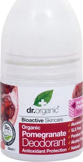 Dr.Organic Pomegranate Rodii de rodie Deodorant Natural sub formă de Roll-On Fără aluminiu 50ml