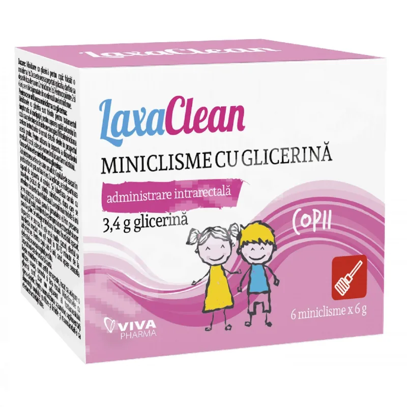 Miniclisme cu glicerina pentru copii Laxaclean, 6 miniclisme, Viva Pharma — preț și oferte