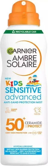 Garnier Sensitive Advanced Anti-Sand Waterproof Copii Crema de Soare Spray SPF50 150ml — preț și oferte