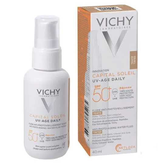 Vichy Capital Soleil UV-Age Daily Cremă de Față cu Protecție Solară SPF50 cu Pigment Nuanță Light 40ml — preț și oferte