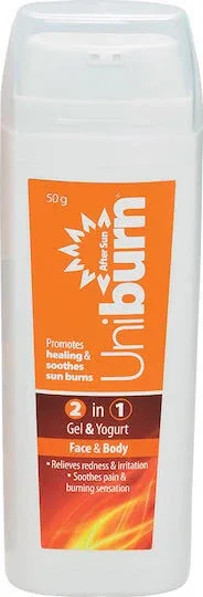 UNI-PHARMA Uniburn After Sun Gel pentru Față și Corp cu Iaurt și Acid Hialuronic 50ml — preț și oferte