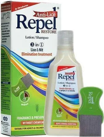 UNI-PHARMA Repel Anti-lice Restore 3 in 1 Tratament împotriva păduchilor Șampon & Loțiune 200ml — preț și oferte