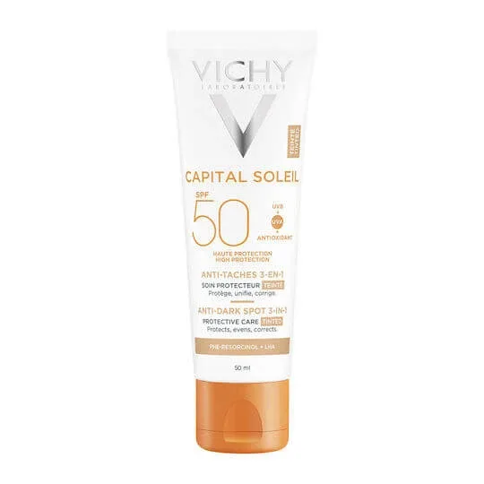 Vichy Capital Soleil Cremă Solară de Față 3-in-1 Rezistentă la Apă Anti-Pete cu SPF50 cu Pigment 50ml — preț și oferte