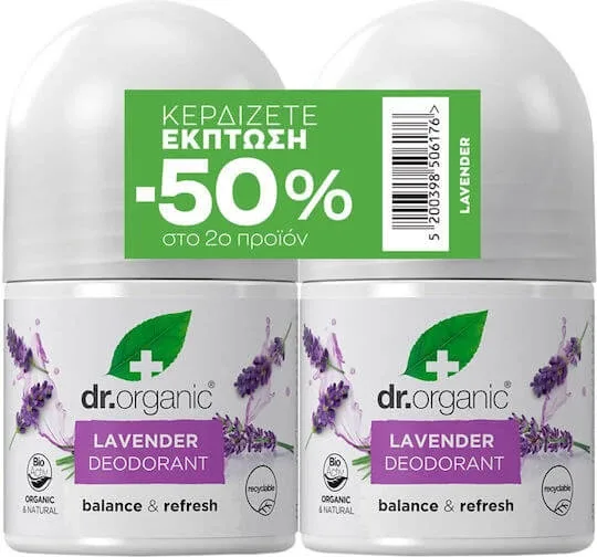 Dr.Organic Lavender Deodorant sub formă de Roll-On 2x50ml — preț și oferte